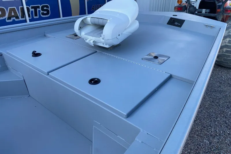 Slide: The Image of G3 Bay 20 boat deck with storage compartments and mounted equipment, 2026 model. - 11