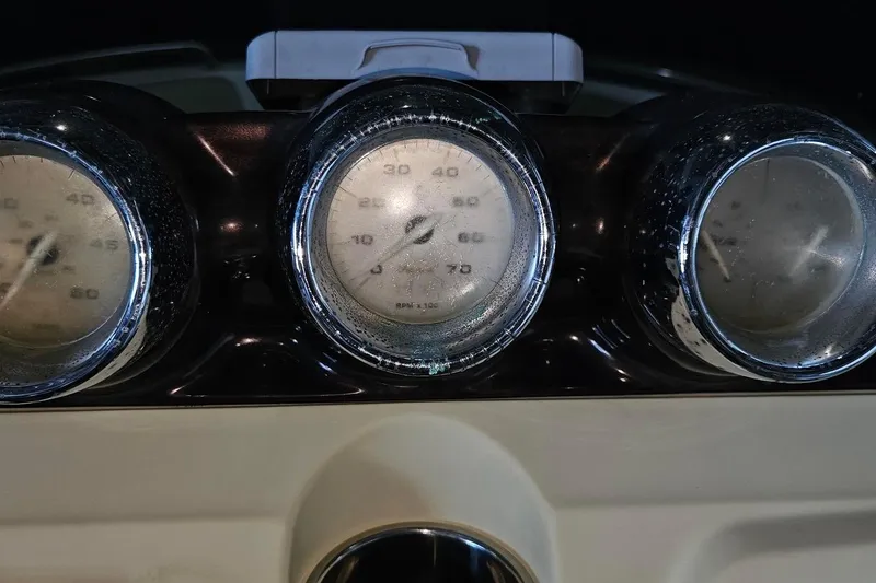 Slide: The Image of Dashboard gauges of a 2016 Barracuda 188 CCR boat, showing speedometer and tachometer. - 10