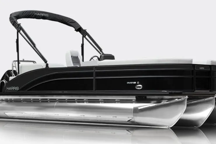 The Image of 2026 Harris Cruiser 230 pontoon boat with sleek black design and modern features. - 1