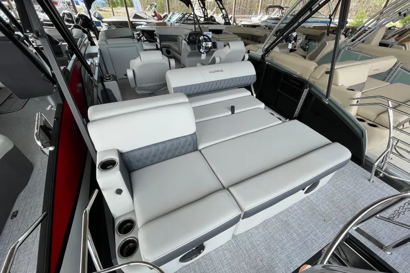 Slide: The Image of 2026 Harris Cruiser 230 boat interior with luxurious seating and modern design. - 15