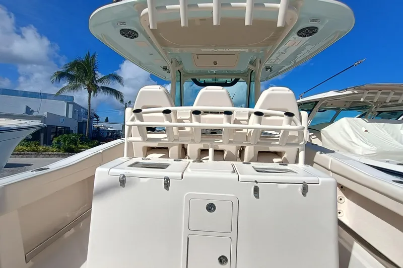 Slide: The Image of 2026 Grady-White Canyon 336 boat with seating and storage area. - 27