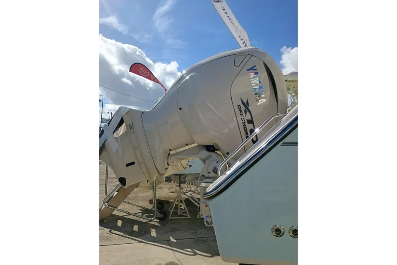 Slide: The Image of Yamaha outboard motor on Grady-White Canyon 336 boat, 2026 model. - 29