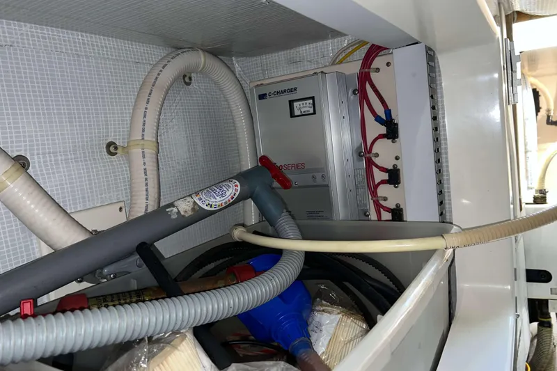 Slide: The Image of Electrical components and wiring inside a 2003 Henriques Yachts 35 Sportfisherman. - 74