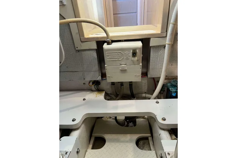 Slide: The Image of Engine room of 2003 Henriques Yachts 35 Sportfisherman with Jabsco equipment. - 78