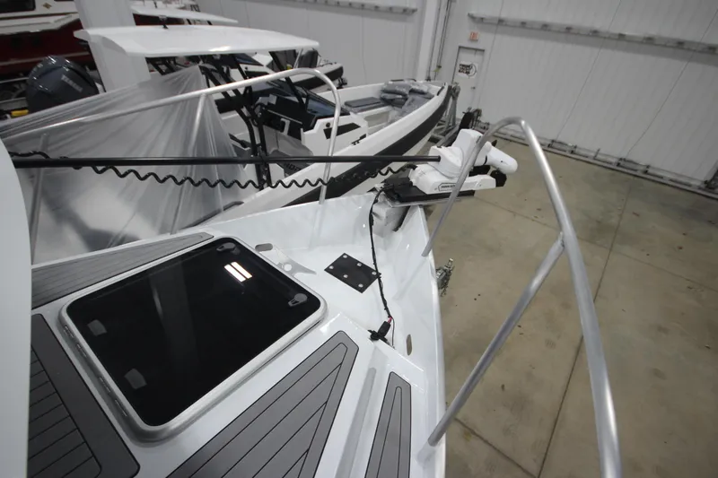 Slide: The Image of 2025 Weldcraft 300 Cuddy King OS boat with custom trailer in showroom. - 45