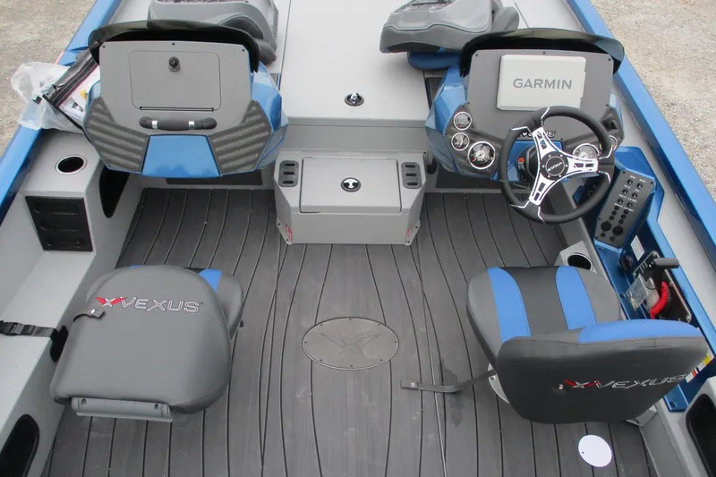 Slide: The Image of 2026 Vexus AVX1985S boat interior with Garmin system and dual seating. - 15