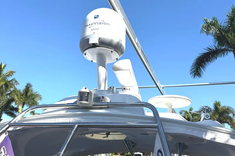 Slide: The Image of 2015 Formula 400 Super Sport yacht with radar, palm trees, and clear blue sky. - 42