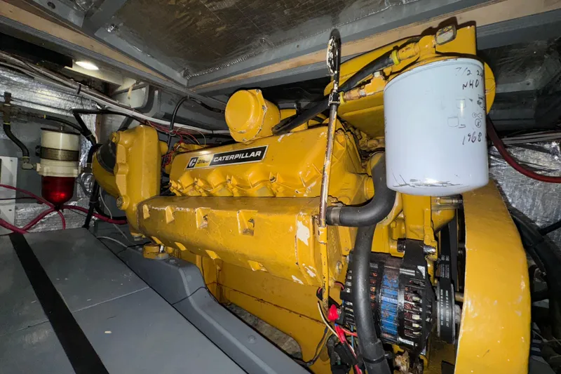 Slide: The Image of Engine room of 1974 Tollycraft 40 Tri-Cabin MY with Caterpillar engine. - 45