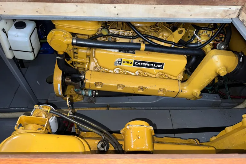 Slide: The Image of Engine room of 1974 Tollycraft 40 Tri-Cabin MY with Caterpillar 3160 engine. - 46