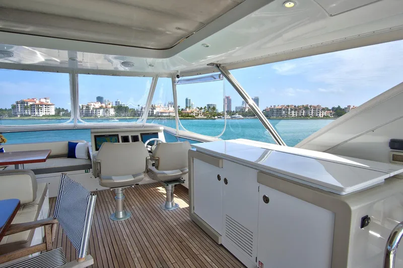Slide: The Image of Luxurious 2017 Azimut 72 Flybridge yacht interior with ocean view and modern amenities. - 23