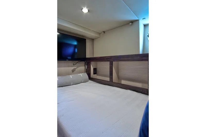 Slide: The Image of Interior cabin of 2017 Azimut 72 Flybridge yacht with modern design and TV. - 43