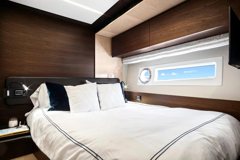 Slide: The Image of Luxurious bedroom interior of 2017 Azimut 72 Flybridge yacht with modern design. - 45