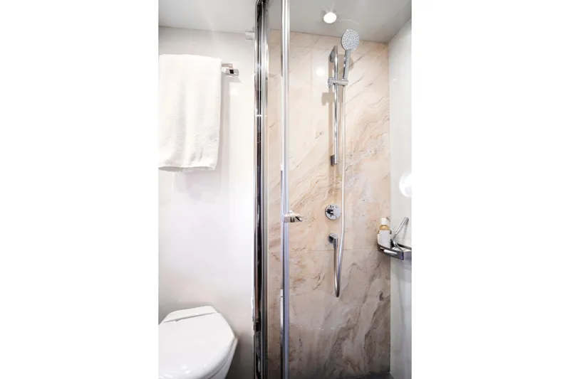 Slide: The Image of Luxurious bathroom in 2017 Azimut 72 Flybridge yacht with modern shower and elegant design. - 54