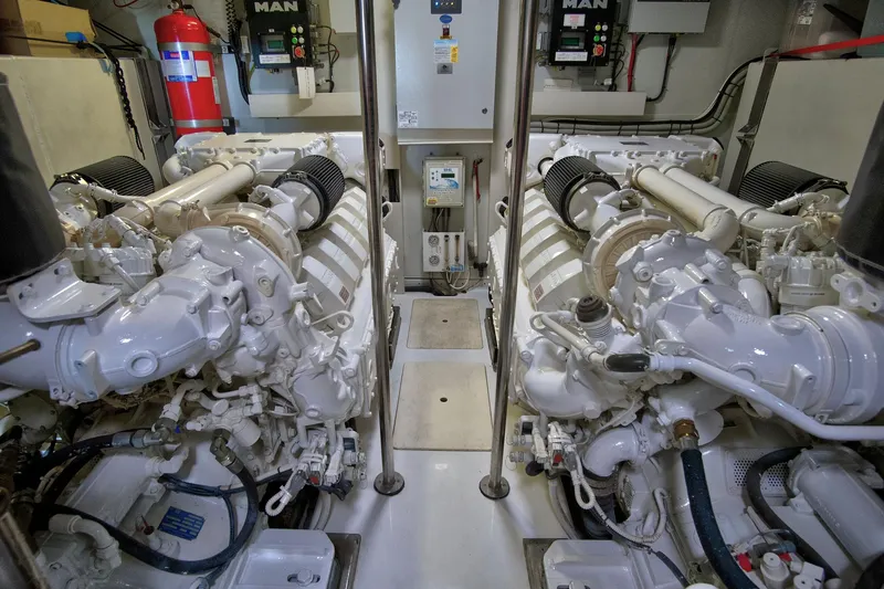 Slide: The Image of Engine room of 2017 Azimut 72 Flybridge yacht with dual MAN engines. - 59