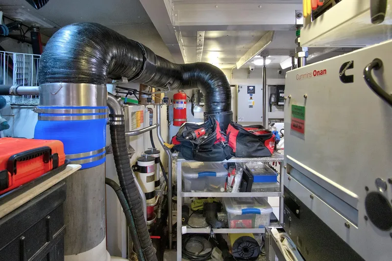 Slide: The Image of Engine room of a 2017 Azimut 72 Flybridge yacht with Cummins Onan generator. - 61