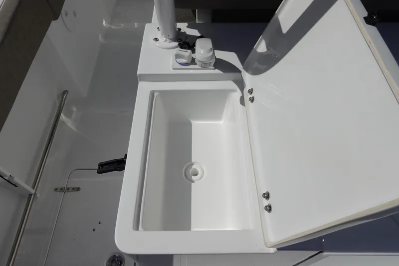 Slide: The Image of 2026 Sea Hunt Gamefish 30 Coffin Box, open storage compartment detail. - 18