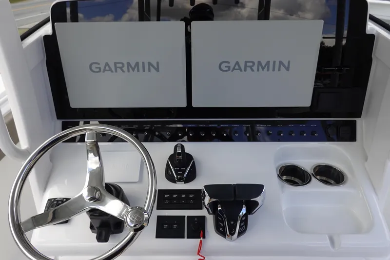 Slide: The Image of Control panel of 2026 Sea Hunt Gamefish 30 Coffin Box with Garmin displays. - 27