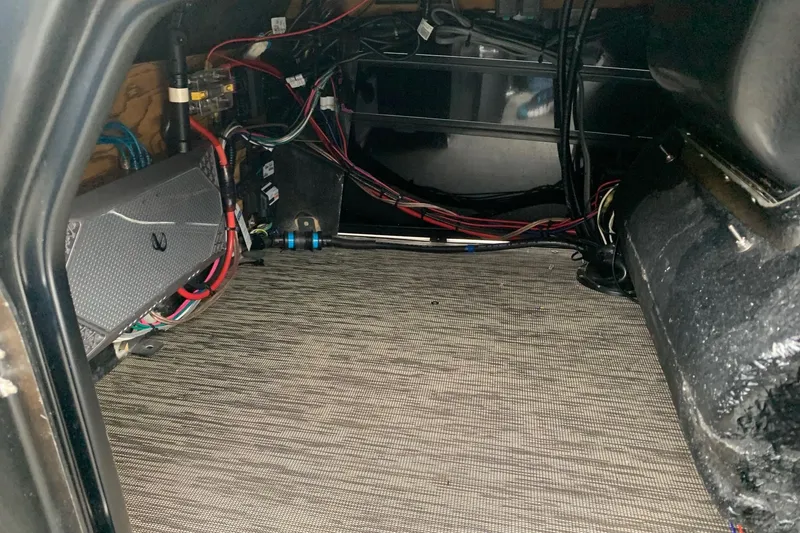 Slide: The Image of Interior view of 2020 Misty Harbor Elite E3U boat showing wiring and components. - 21