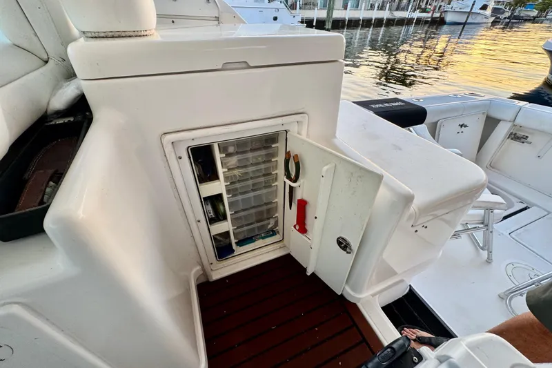 Slide: The Image of Dometic control panel on 2000 Tiara 37 Open boat, featuring temperature and fan settings. - 101