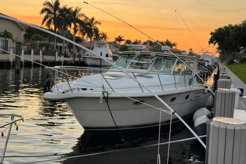 Slide: The Image of Helm of 2000 Tiara 37 Open boat with navigation instruments and controls. - 68