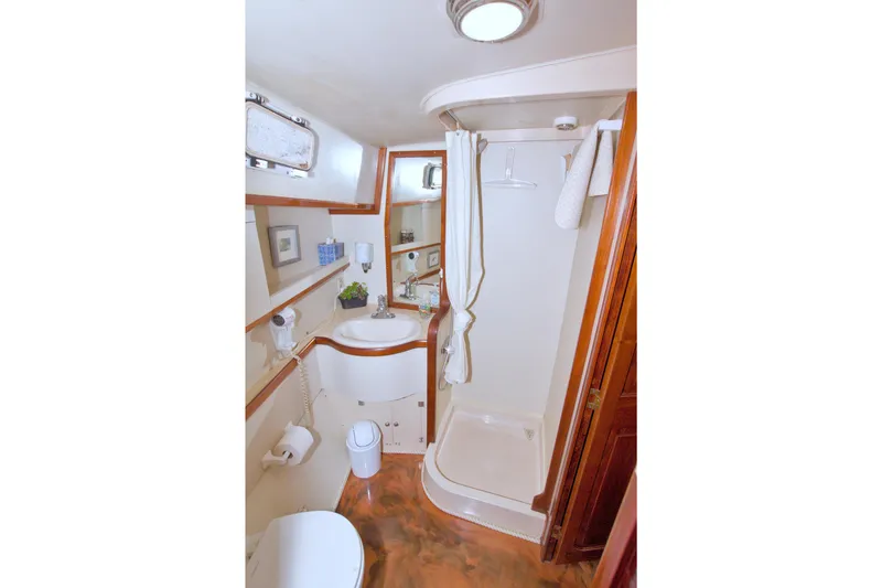 Slide: The Image of Bathroom interior of 1985 Gulfstar 44 Motor Yacht with shower and sink. - 73