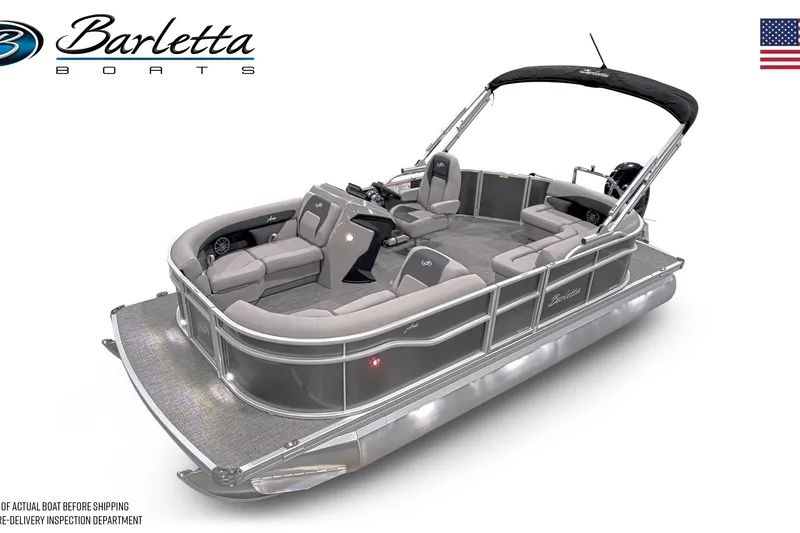 Slide: The Image of 2026 Barletta A20L pontoon boat with sleek design and spacious seating. - 15