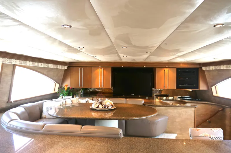 Slide: The Image of Luxurious interior of 2000 Westport 112 yacht with elegant seating and modern kitchen. - 64