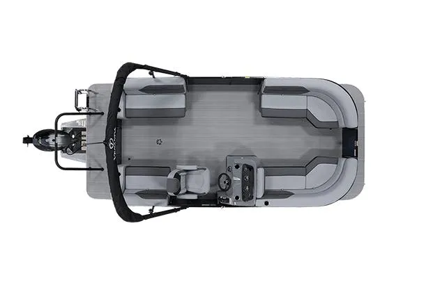 Slide: The Image of 2024 Veranda Vista 20RC pontoon boat on trailer under clear blue sky. - 2