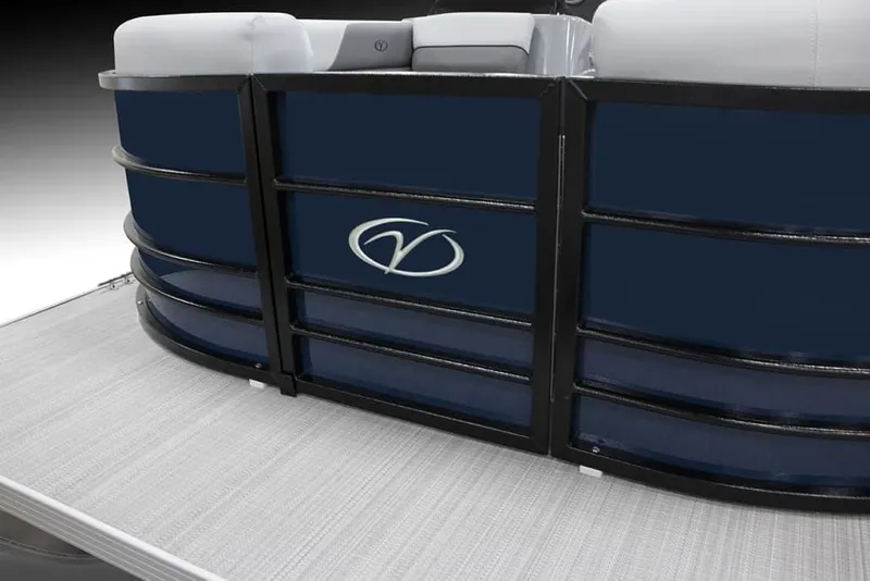 Slide: The Image of 2024 Veranda Vista 20RC boat dashboard with steering wheel and Lowrance display. - 3