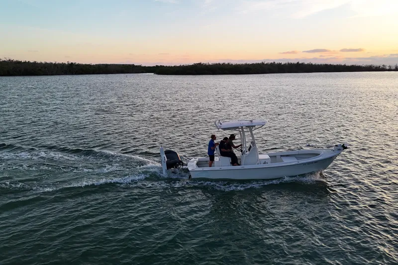 Slide: The Image of 2016 Dorado 23 boat cruising on calm waters at sunset. - 42