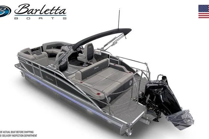Slide: The Image of 2026 Barletta Cabrio 22UC pontoon boat with sleek design and modern features. - 6