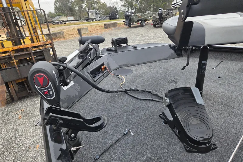 Slide: The Image of 2018 Lowe Stinger 195C boat with MotorGuide X3 trolling motor and foot pedal. - 13