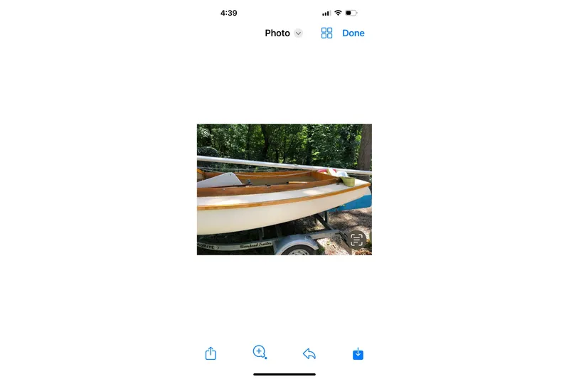 Slide: The Image of 1994 STUR DEE sailboat on trailer in wooded area. - 8