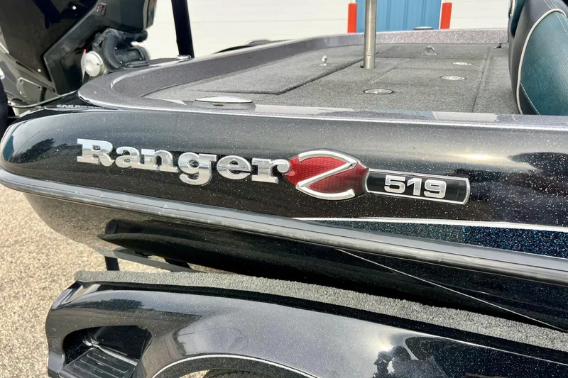 Slide: The Image of 2017 Ranger Z519 boat, close-up of logo and deck details. - 3