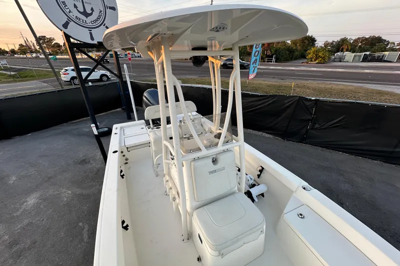 Slide: The Image of 2015 Pathfinder 2200 TRS boat on trailer, close-up view of hull and bow. - 11