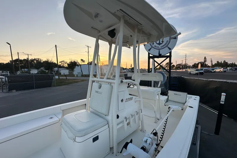 Slide: The Image of 2015 Pathfinder 2200 TRS boat with Minn Kota Terrova motor on trailer. - 12