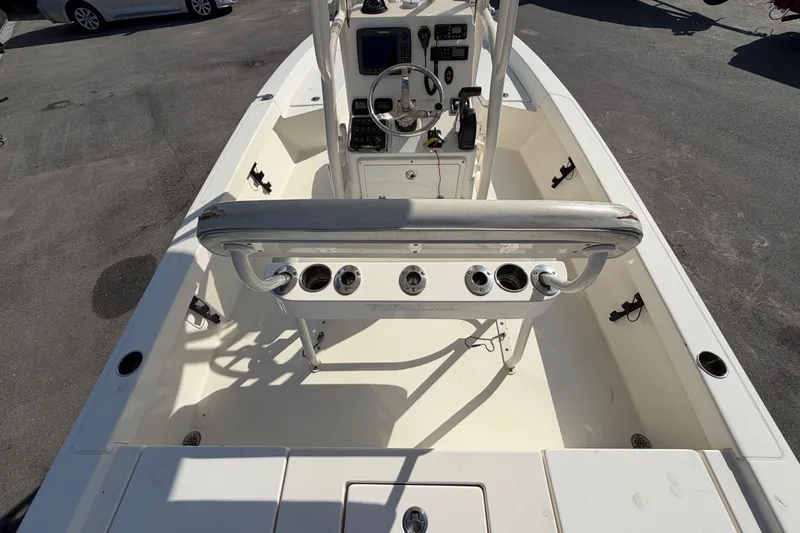 Slide: The Image of Control panel of a 2015 Pathfinder 2200 TRS boat with labeled switches and 12V outlet. - 18