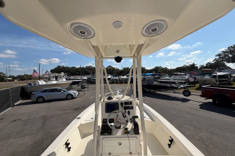 Slide: The Image of 2015 Pathfinder 2200 TRS boat console with radio and control panel. - 20