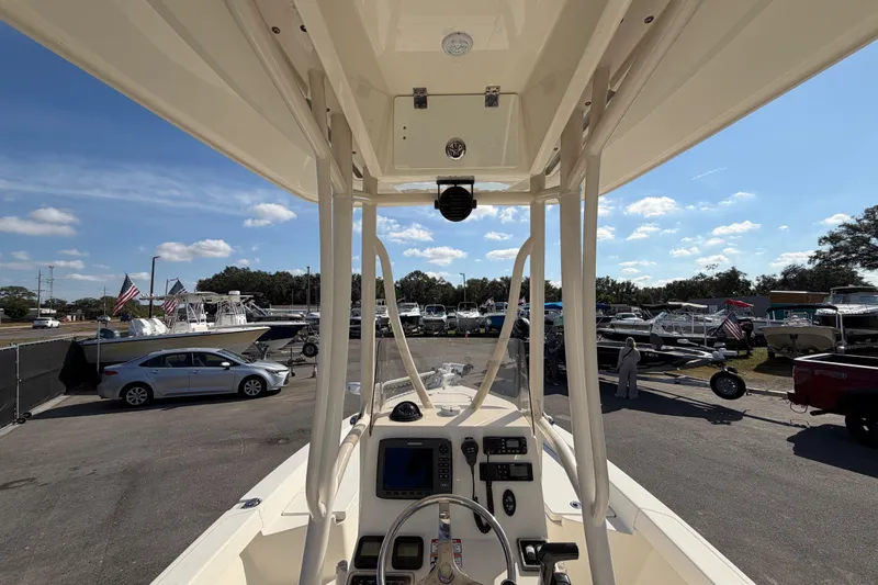 Slide: The Image of Control console of a 2015 Pathfinder 2200 TRS boat. - 23