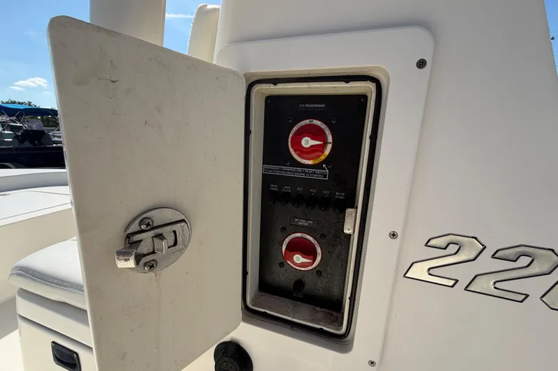 Slide: The Image of Open storage compartment in 2015 Pathfinder 2200 TRS boat. - 37