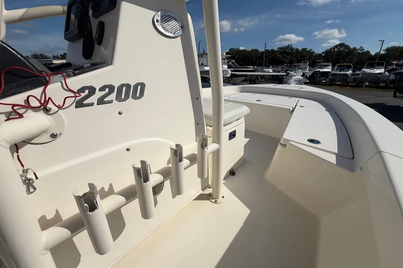 Slide: The Image of Open storage compartment of 2015 Pathfinder 2200 TRS boat, showing spacious interior. - 38