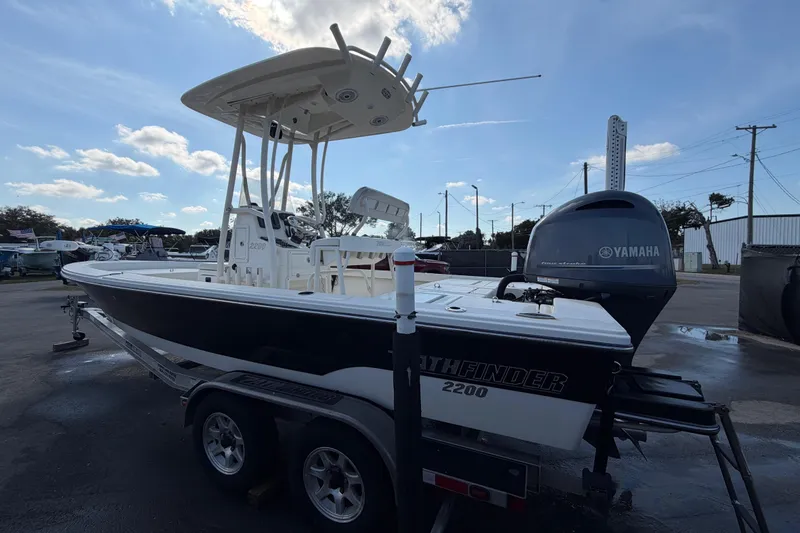 Slide: The Image of Close-up of a 2015 Pathfinder 2200 TRS boat propeller on a trailer. - 6