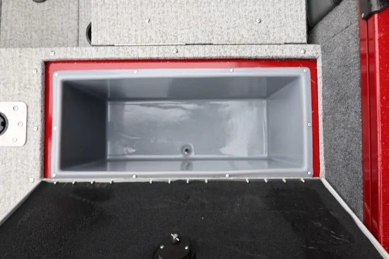 Slide: The Image of 2022 Tracker Targa V-19 Combo Tournament Edition livewell, gray interior, red trim. - 19