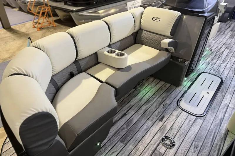 Slide: The Image of Luxurious seating on 2025 Veranda Relax VR 22 RC pontoon boat with modern design. - 14
