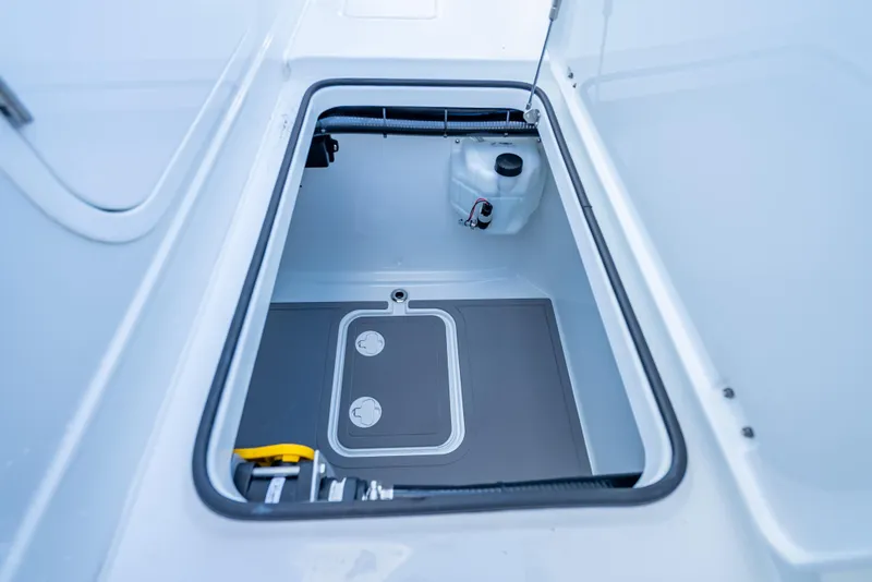 Slide: The Image of Storage compartment of 2026 Freeman 35 boat, featuring a clean, organized interior. - 45