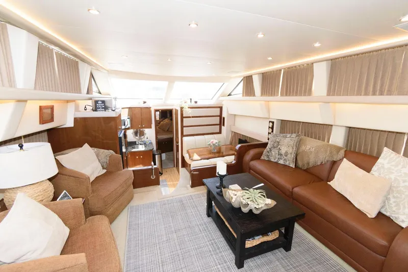 Slide: The Image of Luxurious interior of 2007 Carver 43 Motor Yacht with comfortable seating and modern decor. - 17