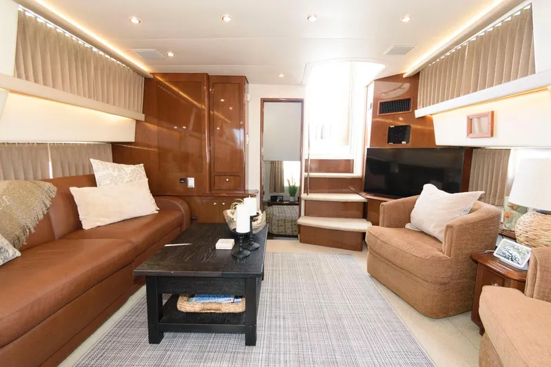Slide: The Image of Luxurious interior of a 2007 Carver 43 Motor Yacht with modern furnishings. - 20