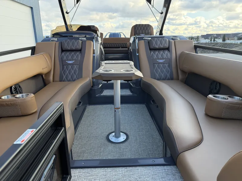 Slide: The Image of Interior of 2026 Bennington 25 RTSBA with luxurious seating. - 26