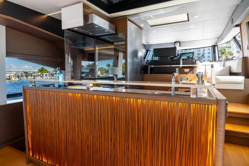 Slide: The Image of Luxurious interior of 2022 Prestige X70 yacht with modern kitchen and elegant design. - 36