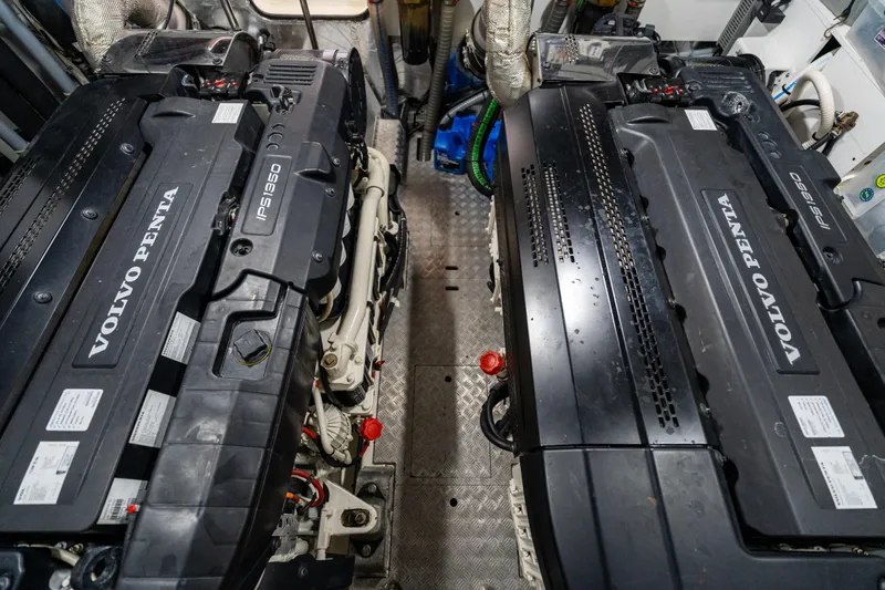 Slide: The Image of Engine room of 2022 Prestige X70 yacht with Volvo Penta IPS1350 engines. - 66